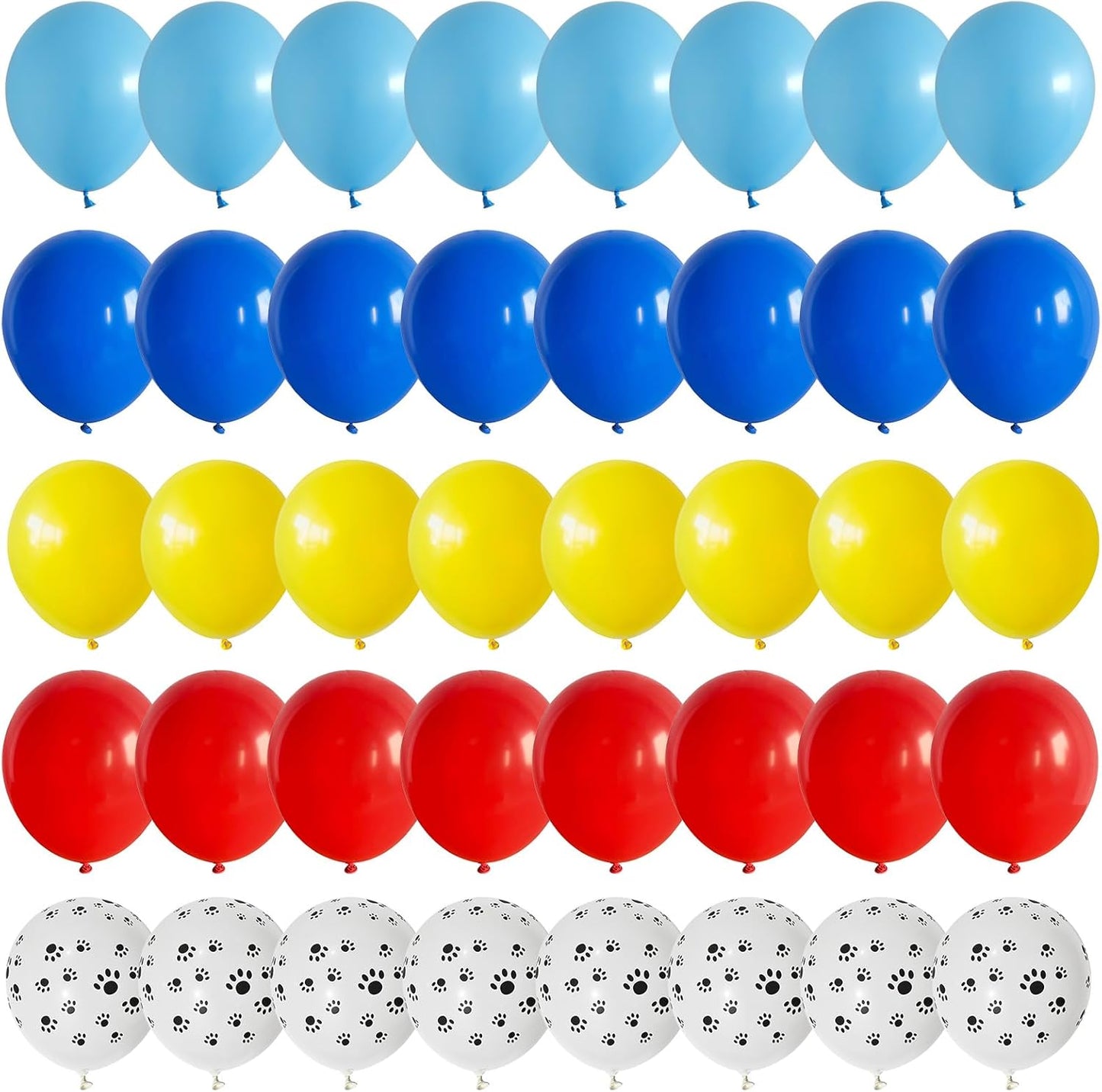 Red Yellow Blue Balloons Puppy Dog Paw Print Balloon 60pcs 12inch Latex Helium Balloon Royal Blue Red Yellow Balloons for Kids Birthday Party Decorations