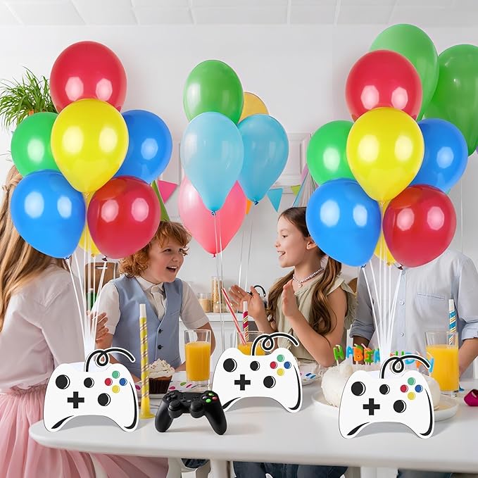 6 PCS Video Game Birthday Party Decorations Gaming Room Boys Balloons Stand Kit Balloon Centerpiece for Tables for Boy Gamer Game Themed Birthday Baby Shower Party Decoration
