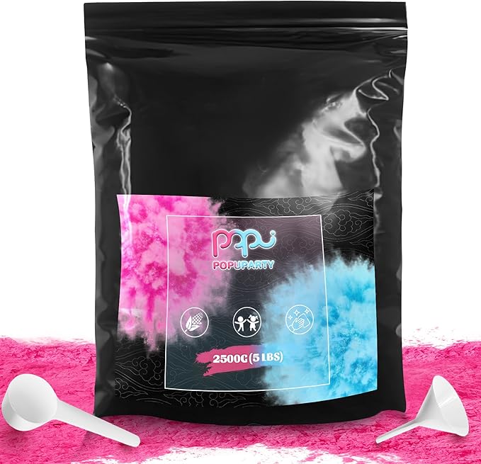 POPUPARTY 1 Pack Black-out Gender Reveal Powder- 5 lbs Pink Powder – Perfect for Baby Gender Reveal, Car Burnout, Color Toss, Photoshoots, Helicopters