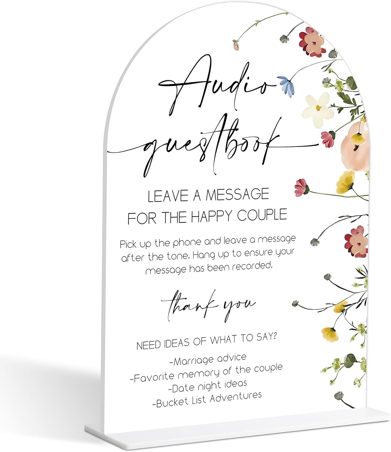 Audio Guest Book Sign, Flower Style Bridal Shower Sign for Wedding, Engagement, Bridal Shower and Reception, Bridal Shower Decorations, Wedding Shower Favors, 6X8 Inch Acrylic Arch Signs with Stand,31