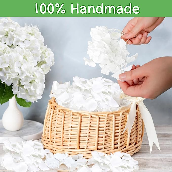 2500+ Real Dried Lvory White Hydrangea Petals - 1.76 oz Preserved Natural Flower Petals for Wedding Decor, Party Confetti, Dinner Table Centerpieces, Handcrafts