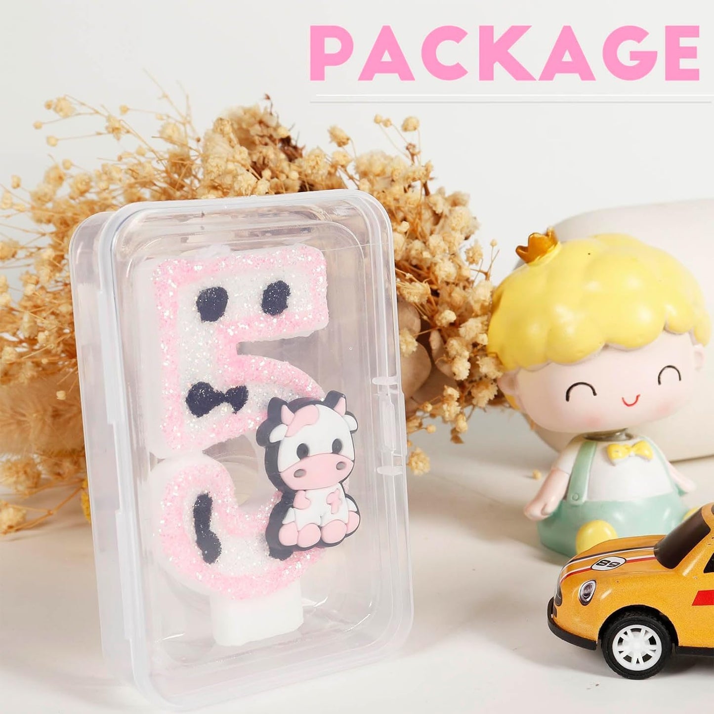 Pink Cow Glitter Birthday Candles Number 12 Birthday Decorations, 12 Year Old Birthday Decorations, Number 12 Candle for Cake, Cowgirl Theme Number Candle for Girls 12th Birthday Party Décor