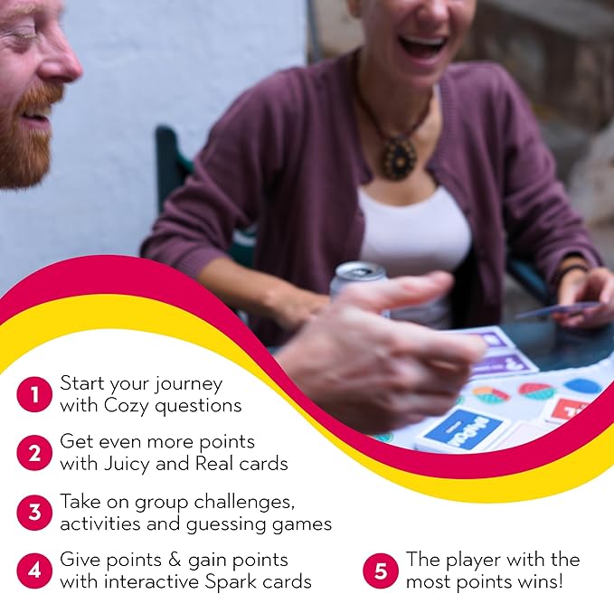 COZY JUICY REAL Deep Conversation Game - For Groups Adults Couples Families & Strangers, Really Lets Fun & Friendship Begin, 252 Cards Edition, Adult Couple Family Card Games Night, Tales For Humanity