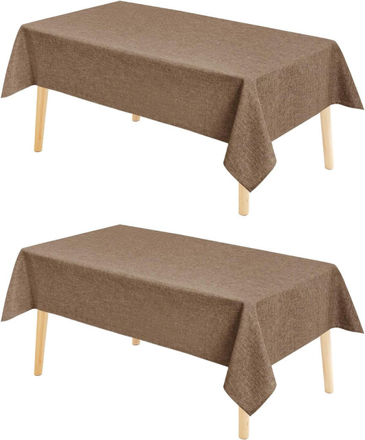 Hiasan 2 Pack Faux Linen Square Tablecloth - Wrinkle and Stain Resistant Washable Table Cloth for Kitchen Dining Room Holiday Table Cover for Party Dinner, Khaki, 54 x 54 Inch