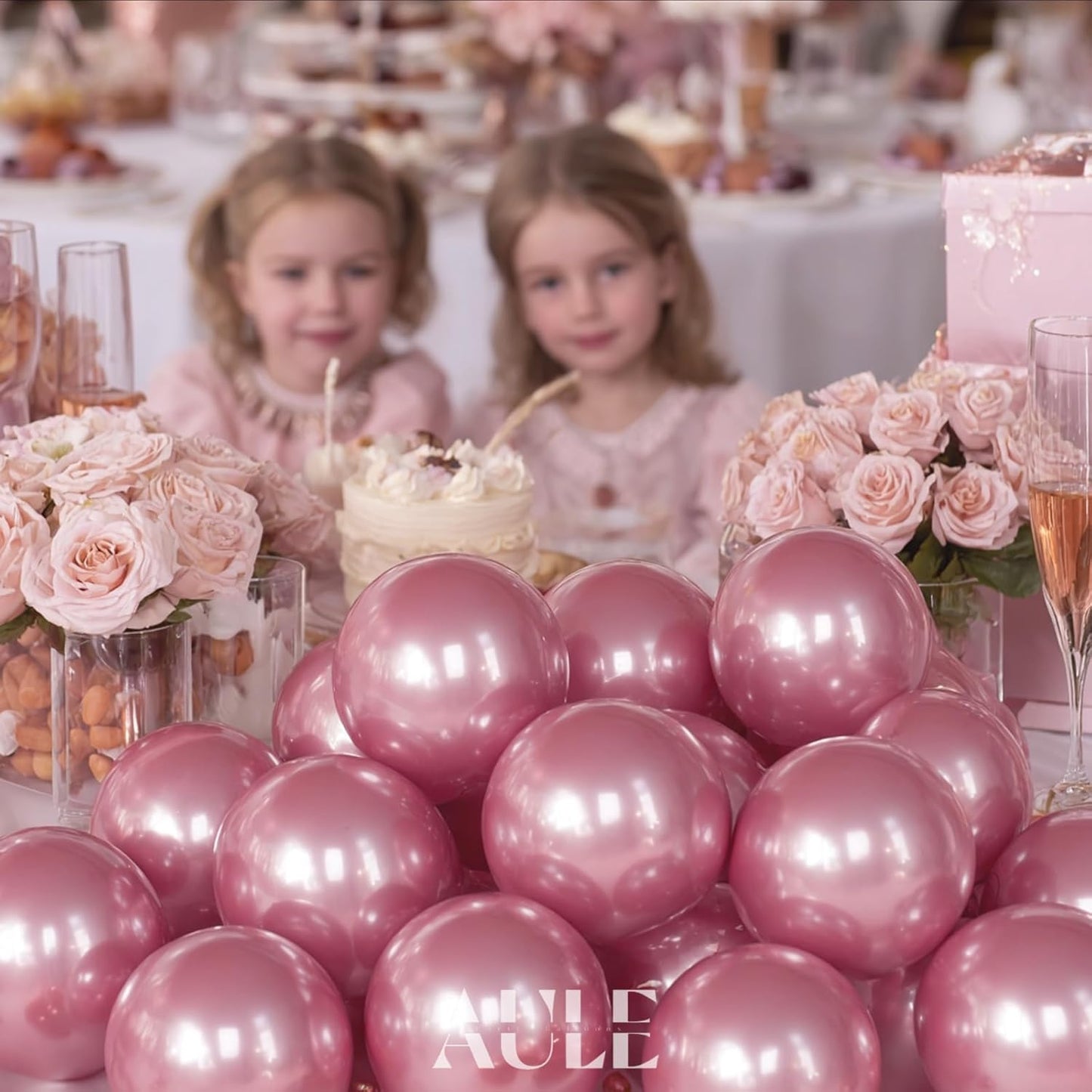 AULE Metallic Pink Balloons 5 inch 50 Pcs Pink Latex Balloons Chrome Helium Shiny Thicken Balloon Perfect Party Decoration for Wedding Birthday Baby Shower Graduation Carnival
