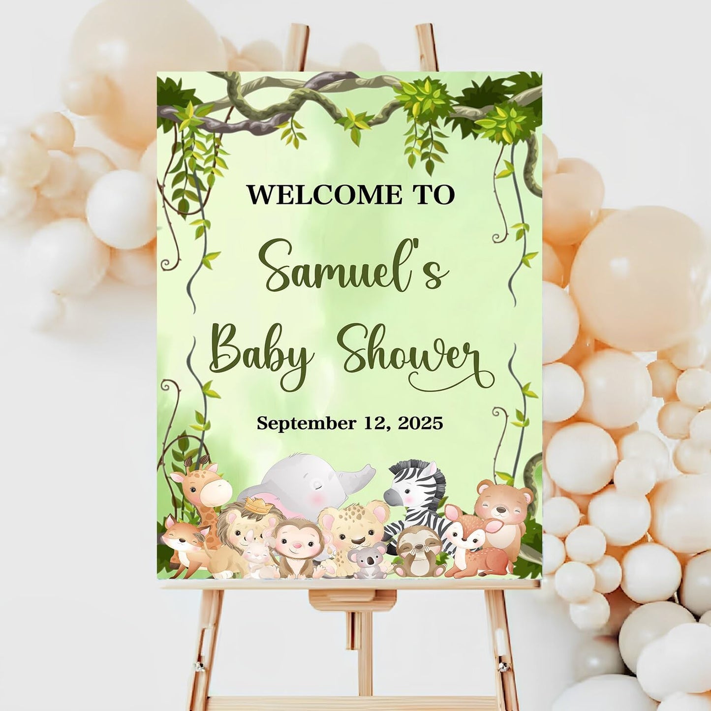 Personalized Baby Shower Yard Sign Party, Baby Shower Welcome Sign, Jungle Baby Shower Welcome Sign, Greenery Floral Safari Jungle Animals Baby Shower, Baby Shower Sign Gift For A Boy Or Girl