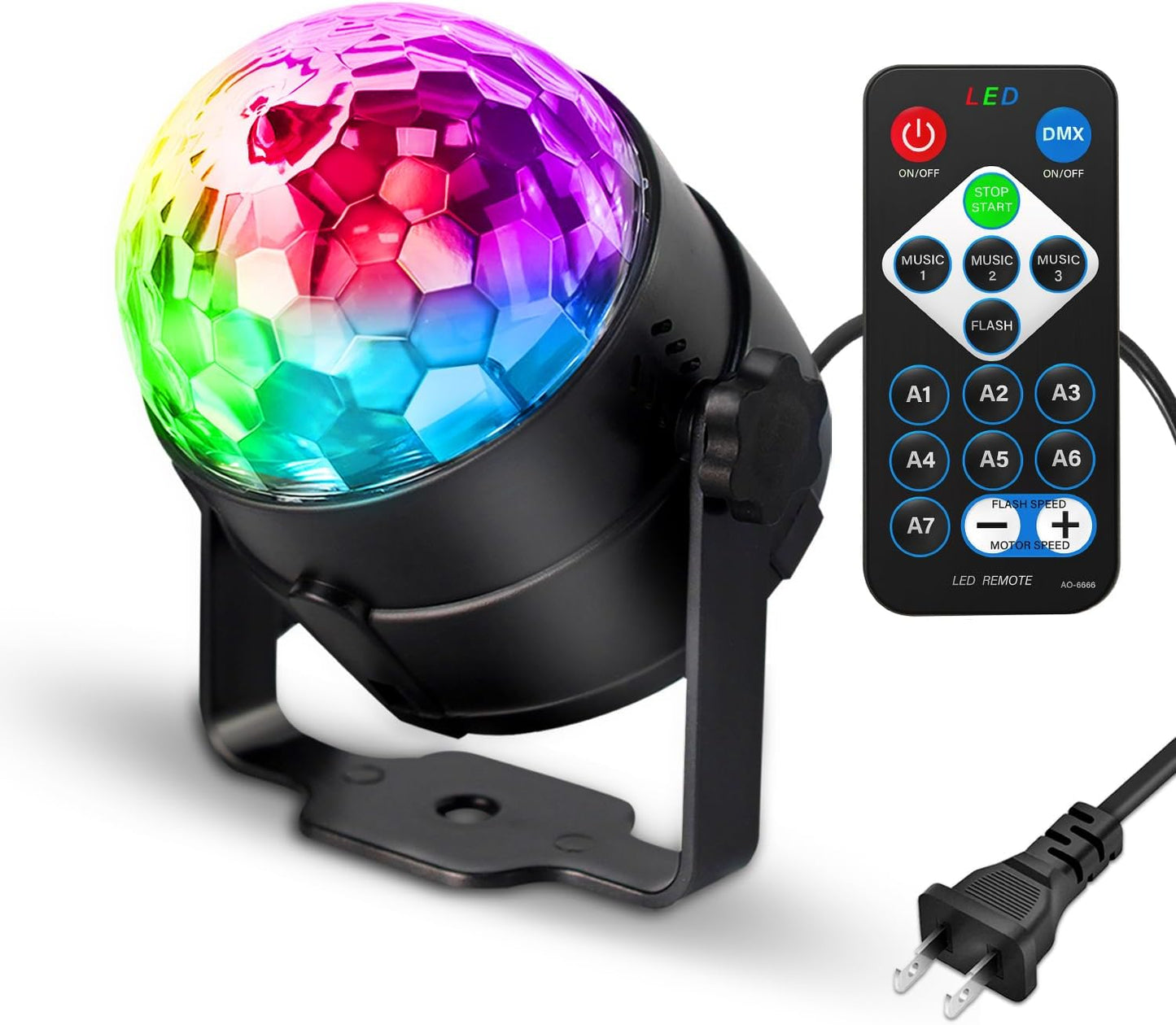 Disco Ball DJ Party Lights Sound Activated with Remote Control Strobe Lamp 7 Modes Stage Light for Home Room Dance Parties Karaoke Halloween Christmas Birthday Decorations
