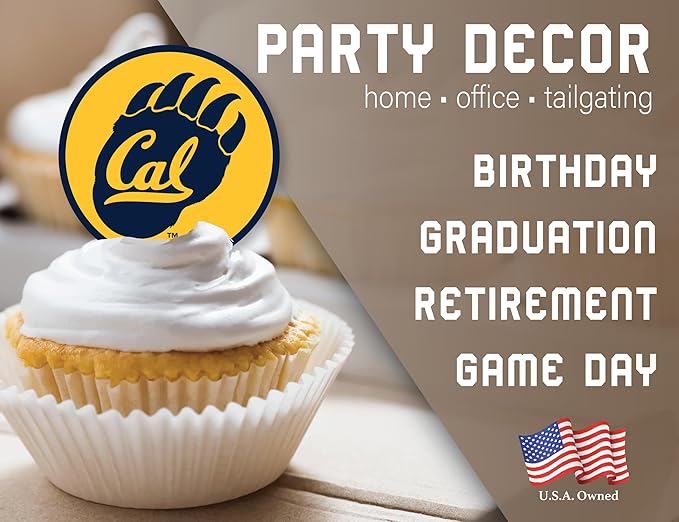 Cal Party Supplies for Football, Birthday Gift, UC Berekeley Graduation Party Banner and Cake Toppers (42 Pieces) (California Berkeley Golden Bears)