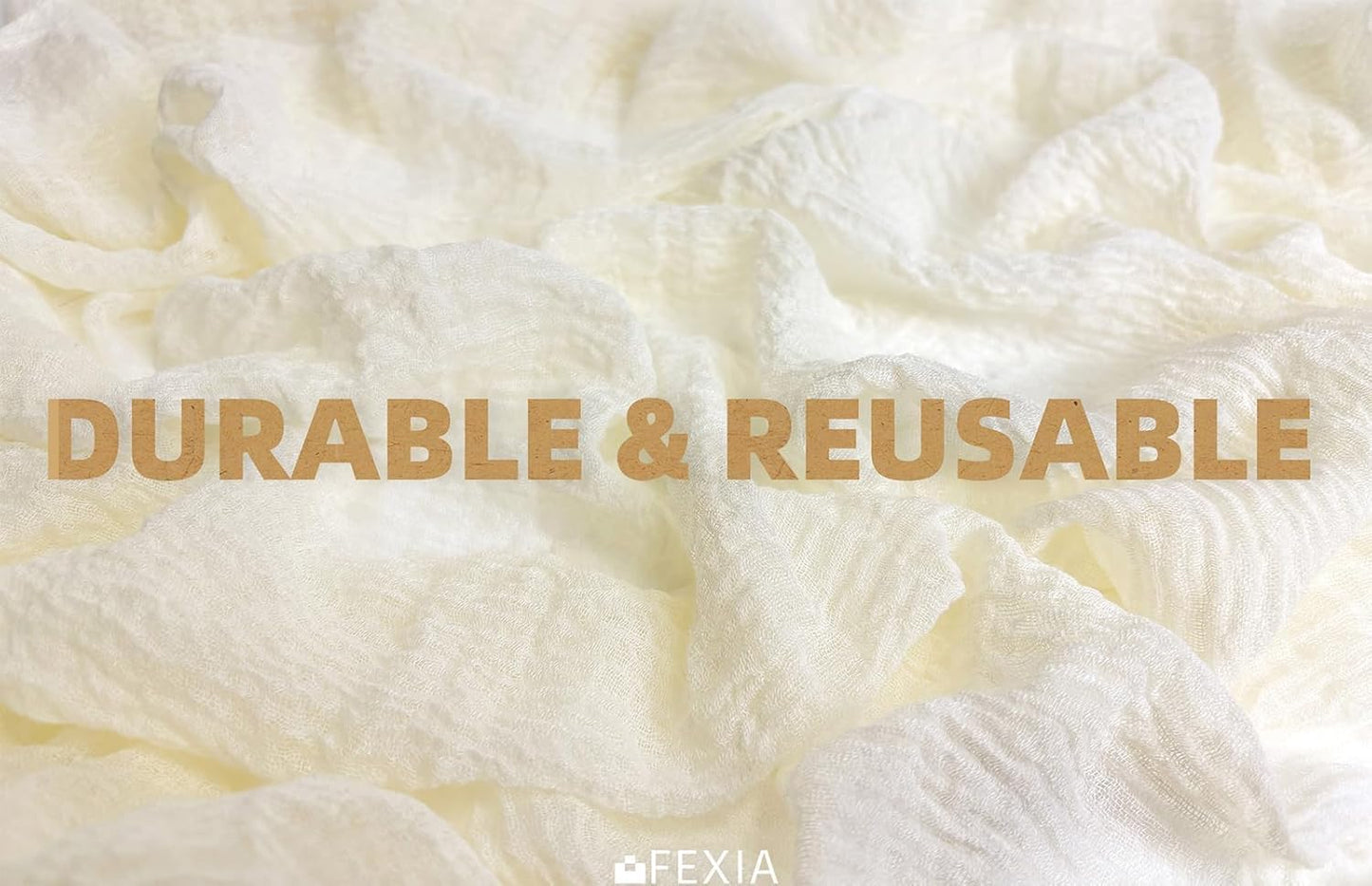 FEXIA 3 Pack Beige Table Runner 30x118 Inches Ivory Cheesecloth Rustic Boho Gauze for Wedding Baby Shower Bridal Shower First Communion Home Decorations