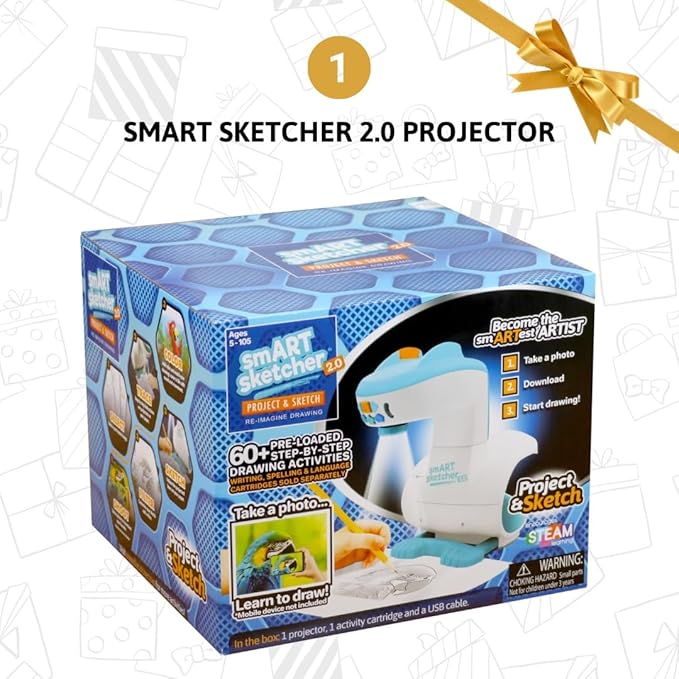 Smart Sketcher 2.0 Drawing Projector Set, 4-in-1 Bundle with Jungle & Ocean Packs, 180+ Activities, Educational Art Toy, Birthday Gift for Kids 5+