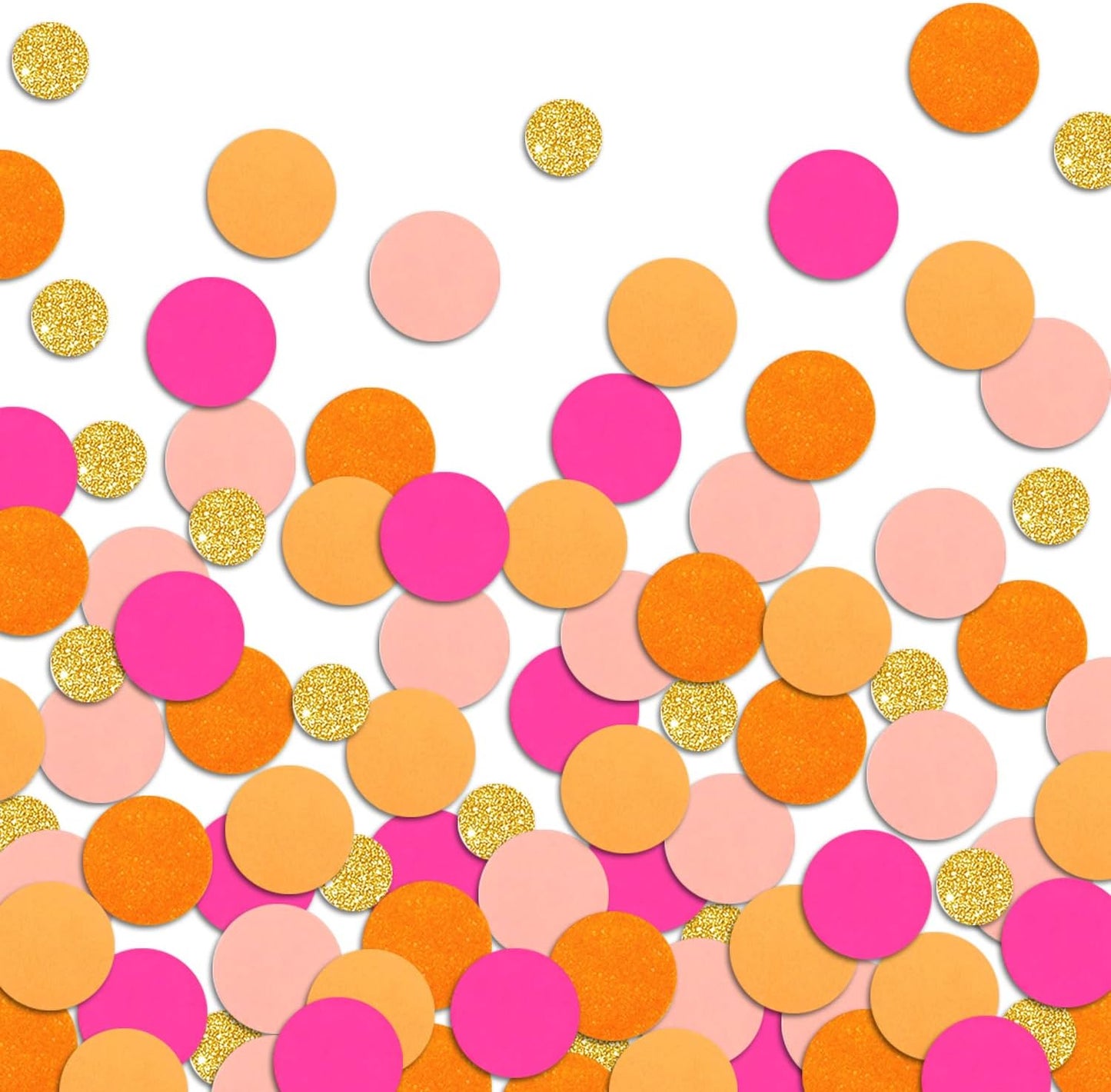 Letjolt Pink Orange Paper Confetti Glitter Golden Scatter Table Decoration Surprise Craft Supplies Birthday Party Bridal Baby Shower Party Wedding Gift Circle Dots Decor 100 Pcs