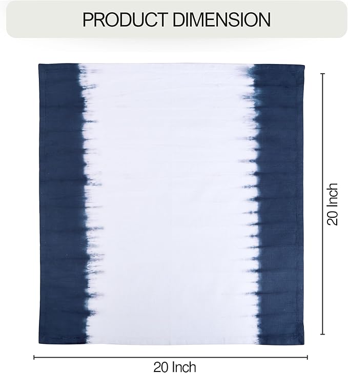 FINGERCRAFT Cloth Napkins Set of 6 Cotton Blend Tie Dye 20x20 Inch Large Size Dinner Napkins Cloth Perfect for Parties Dinners Weddings Cocktail Christmas Easter Royal Blue Ikat