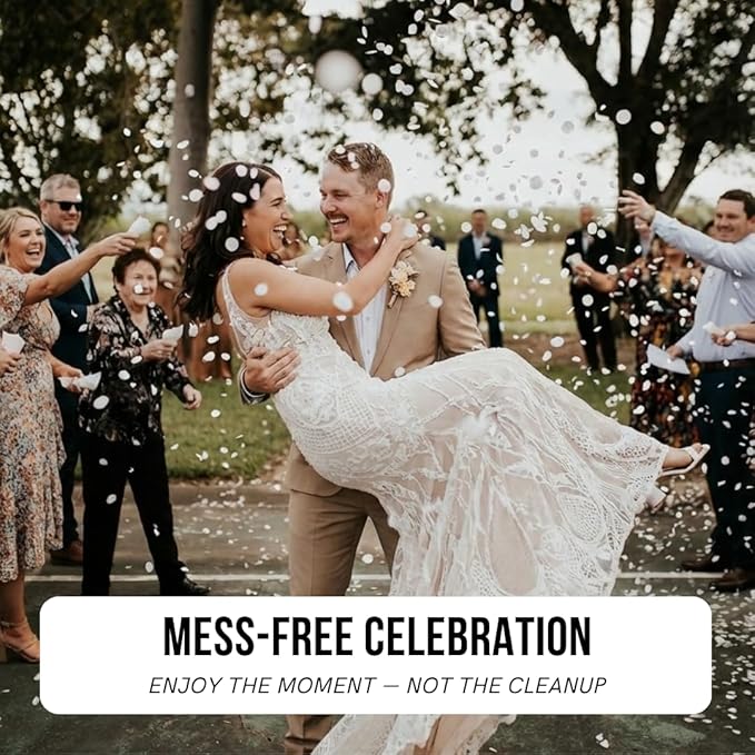 Rice Paper Confetti Cannons for Wedding 2 Pack – Biodegradable Water Soluble Confetti Poppers, Eco-Friendly Confetti Shooters for Wedding Send Off, Bridal Shower, Party & Celebration