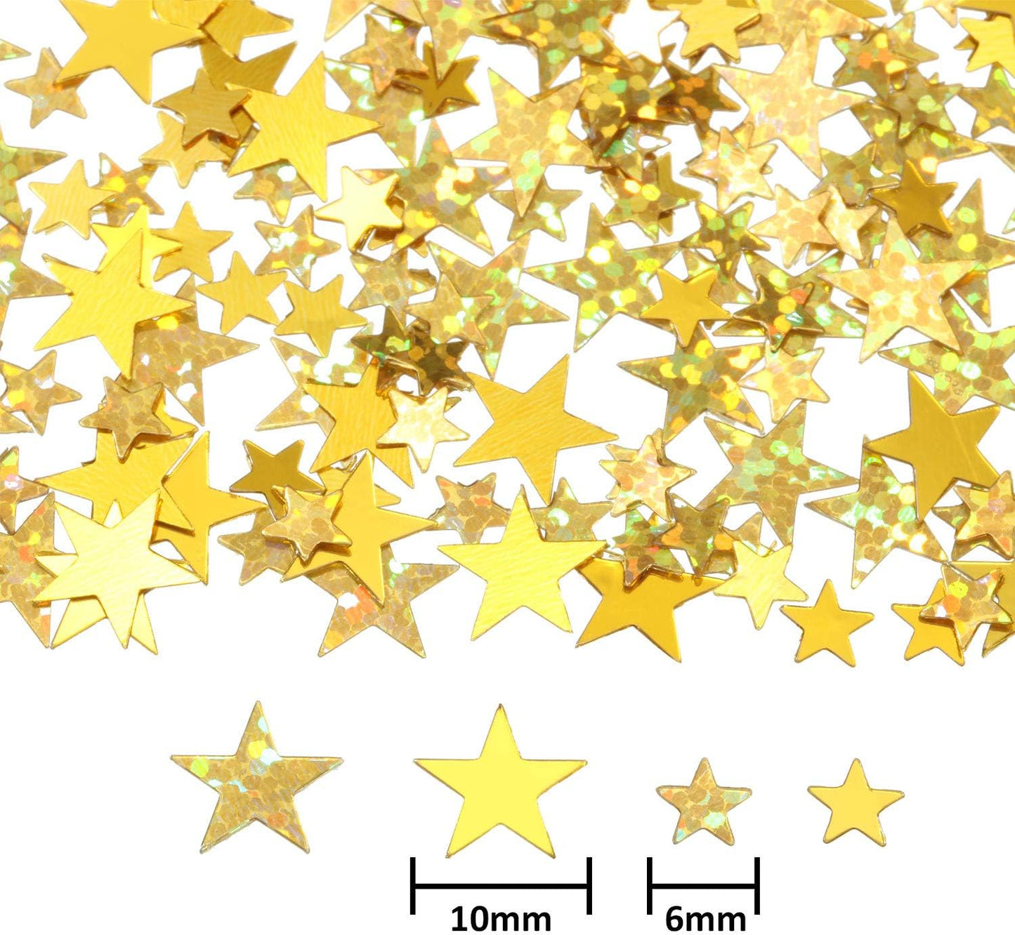Hestya 60g Star Confetti Glitter Table Confetti Metallic Foil Stars for Christmas Party Wedding Festival Decorations(Glitter Gold Set,10mm and 6mm)