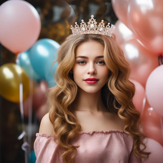 Birtthday Tiara Crown with Sash for Women Birthday Queen Party