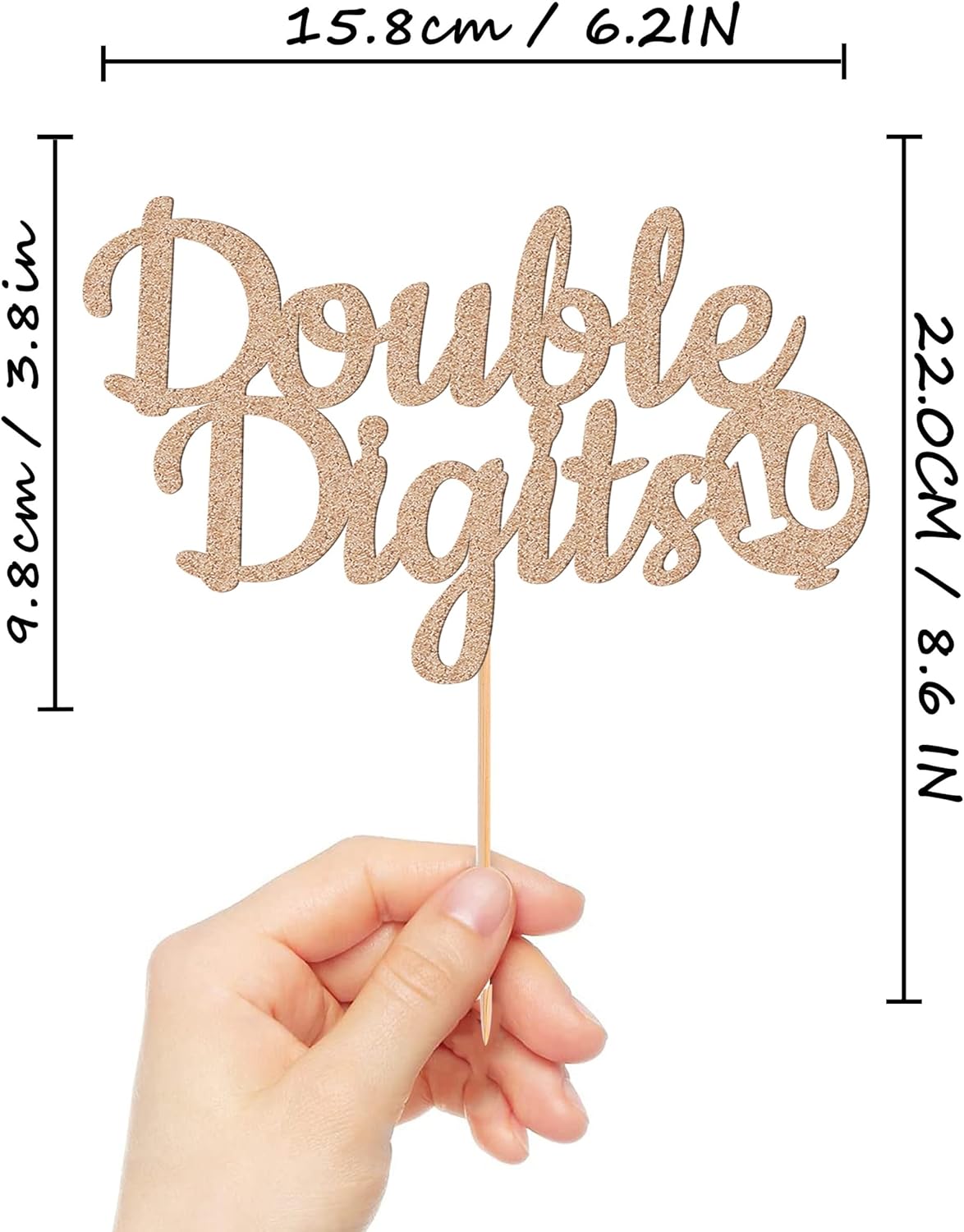 Double Digits 10 Cake Topper - Glitter Rose Gold 10th Birthday Cake Decorations, Happy 10th birthday Cake Decor (Rose Gold)