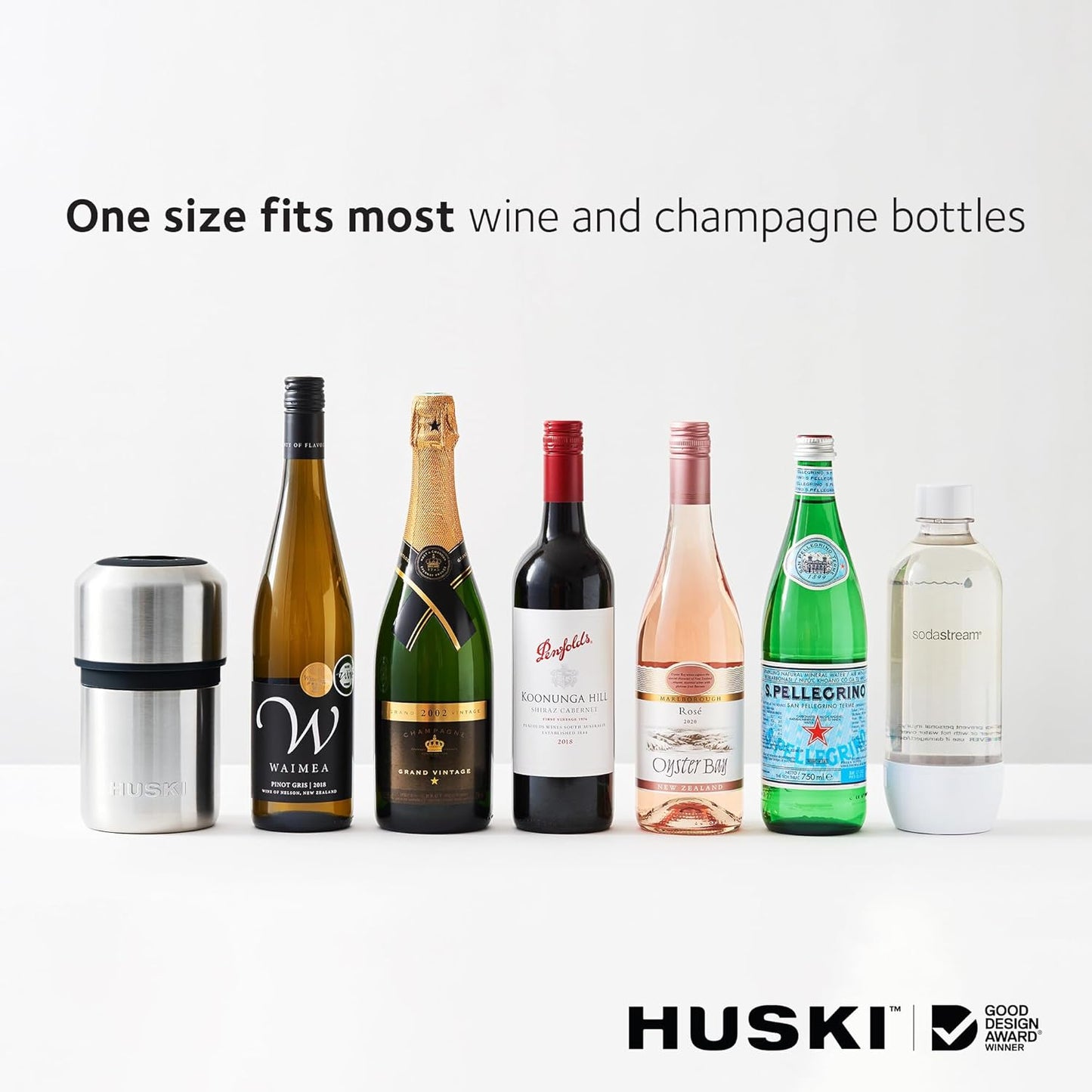 Huski Wine Chiller | Iceless Design | Keeps Cold up to 6 Hours | Wine Accessory | Next Generation Ice Bucket | Fits Some Champagne | for Wine Lover (Stone Grey)