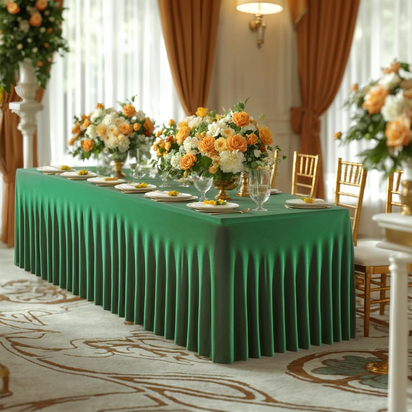 Besutolife 2 Pack Emerald Green Spandex Tablecloth for 6ft Rectangle Tables Fitted Table Cloth Stretch Table Covers Skirt 6ft Rectangular Tablecloths for Banquet Parties Wedding Decorations