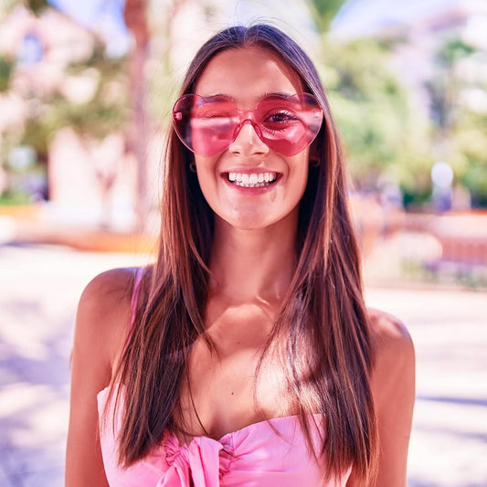 18 Heart Shape Rimless Sunglasses Transparent Candy Color Party Glasses Colored Eyewear for Women