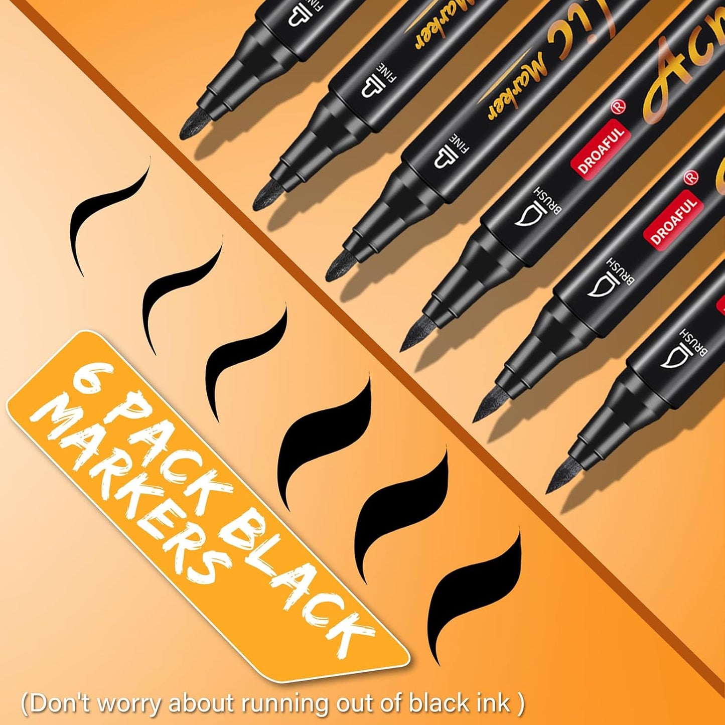 Acrylic Paint Pens Markers, 6 Pc Dual Tips Waterproof Paint Markers For Rock Painting, Fabric, Metal, Glass, Wood, Canvas, Ceramic, Pumpkins, Eggs, Plastic, Non-Toxic & Odor