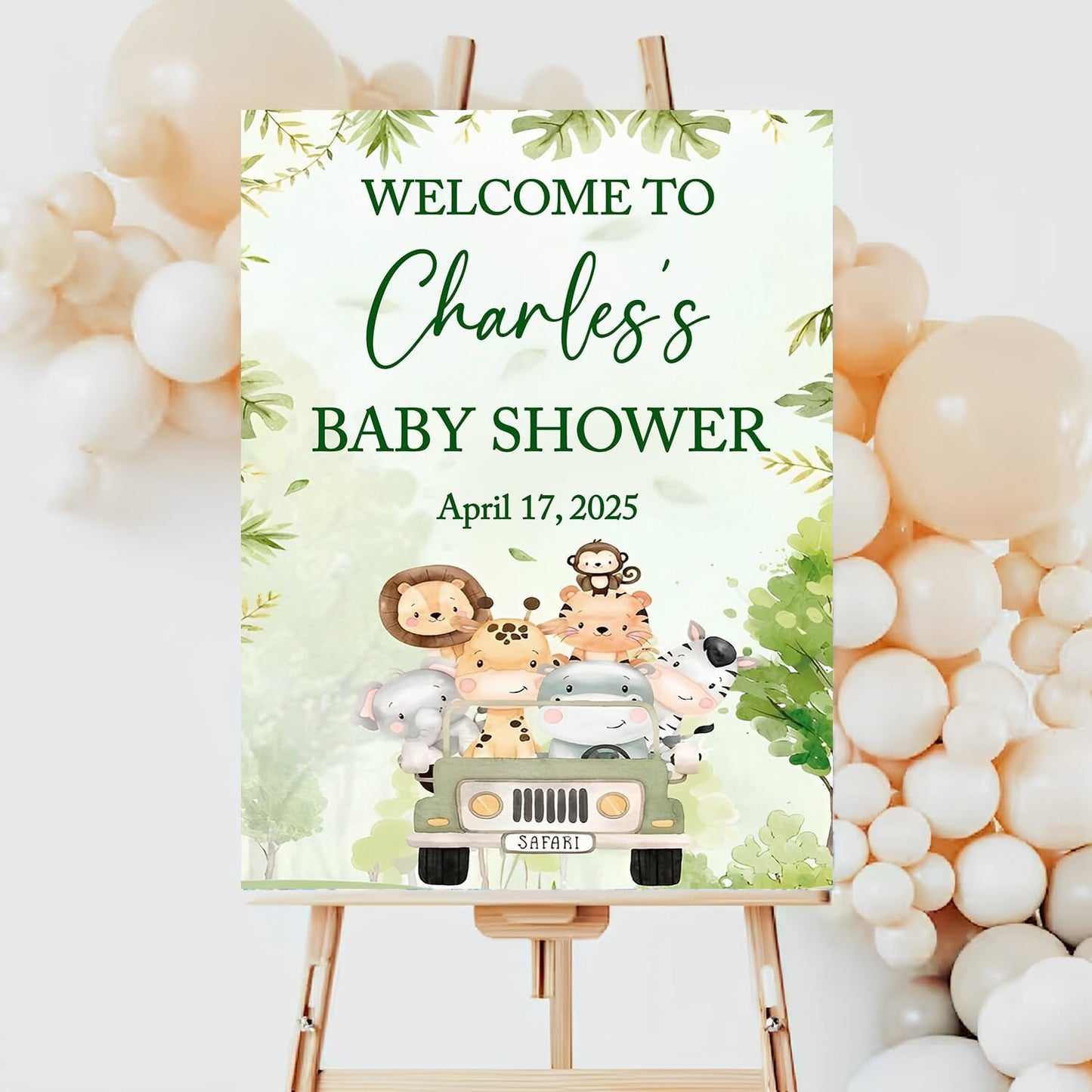 Personalized Baby Shower Welcome Sign, Rustic Style, 12x8 inches, Plastic, Free Standing, Baby Showers, Birthdays, Indoor/Outdoor Decoration