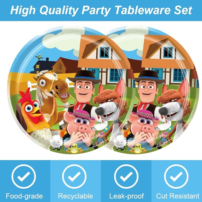 40Pack Lai Granja De Zenoon Party Supplies include 20 plates, 20 napkins for The De Zenoon birthday party decoration
