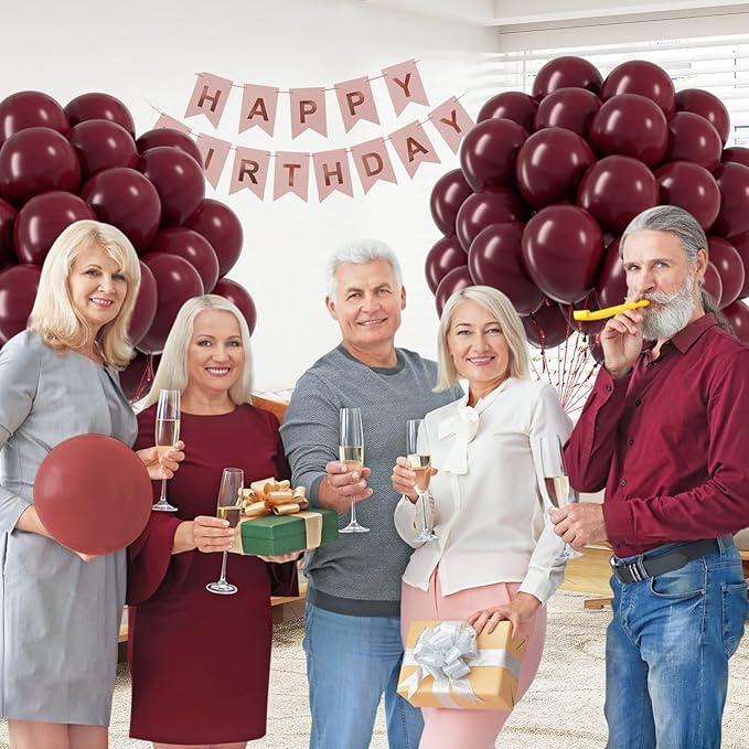 Burgundy Balloons 12 inch, Maroon Balloons 50pcs Party Balloons for Birthday Graduation Wedding Baby Shower Valentine's Day Party Decorations
