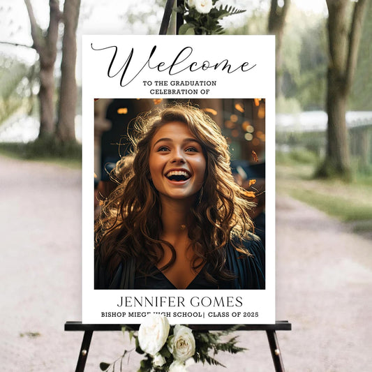 Minimalist Graduation Welcome Sign, Graduation Welcome Sign With Photo 2025, Graduation Party Welcome, Grad Sign, Grad Party Sign, class of 2025 decorations, Graduate Decorations