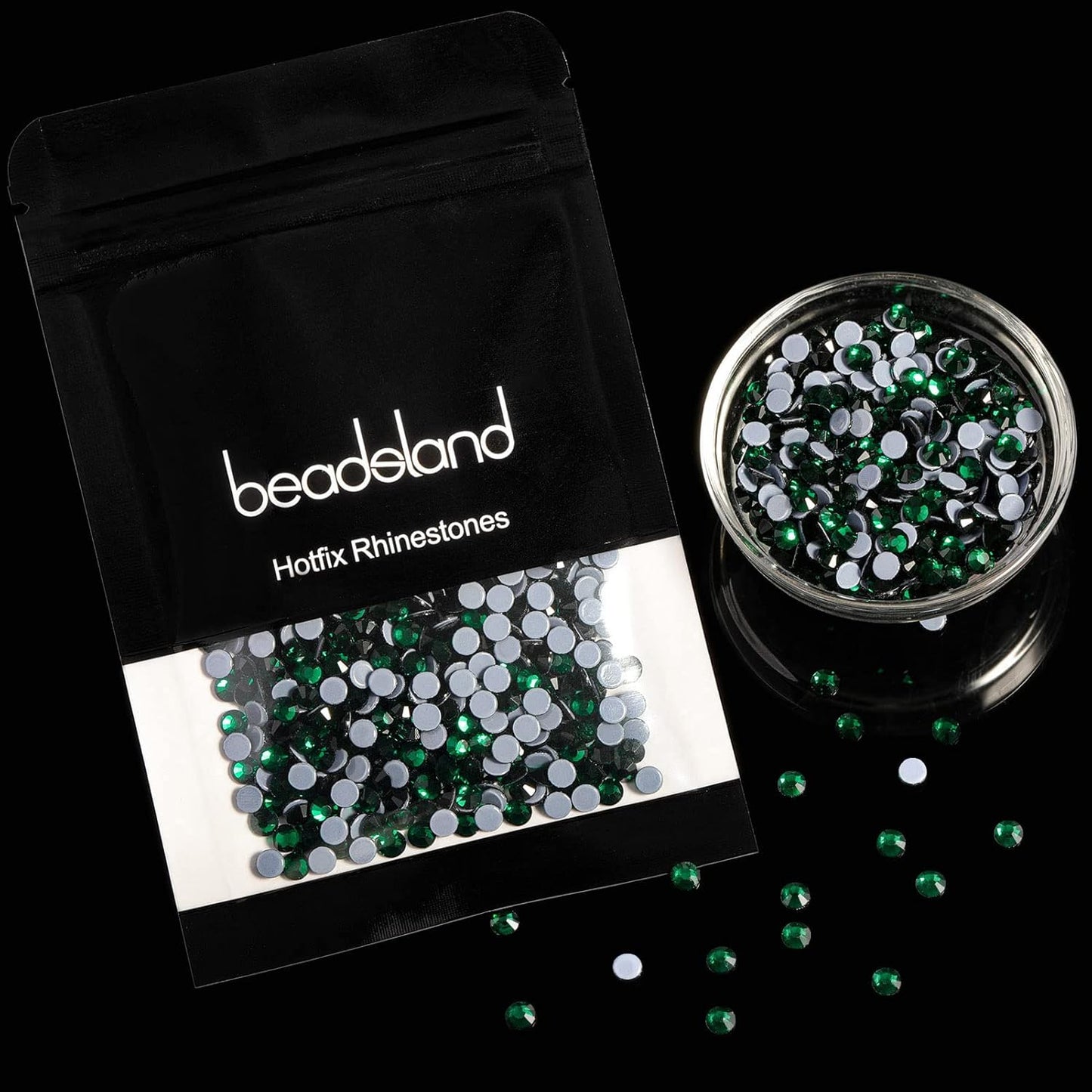 Beadsland Hotfix Rhinestones, 2880pcs Flatback Crystal Rhinestones for Crafts Clothes DIY Decorations, Emerald, SS10, 2.7-2.9mm