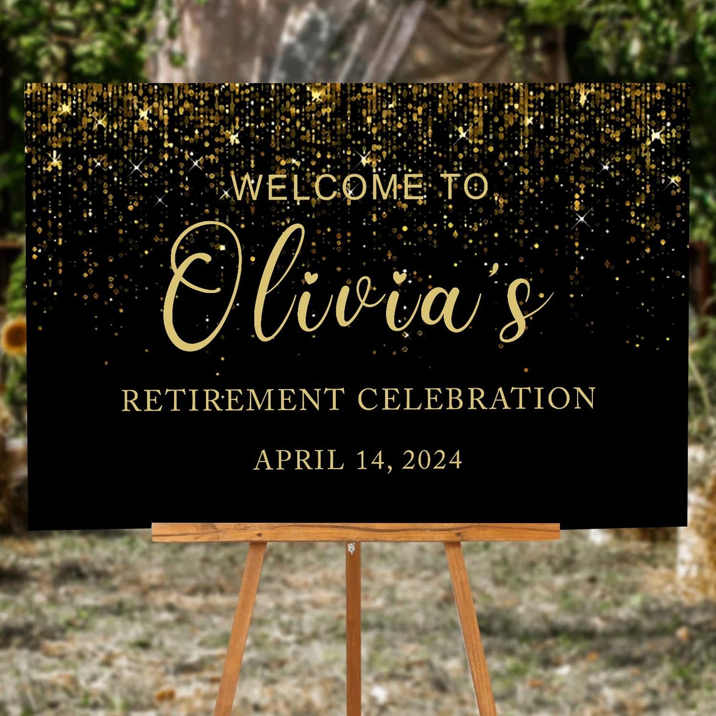 Black and Gold Retirement Welcome Sign, Gold Retirement Party Sign, Retirement Party Decor, Retirement Party Sign, Retirement Welcome Sign, Retirement Outdoor Sign