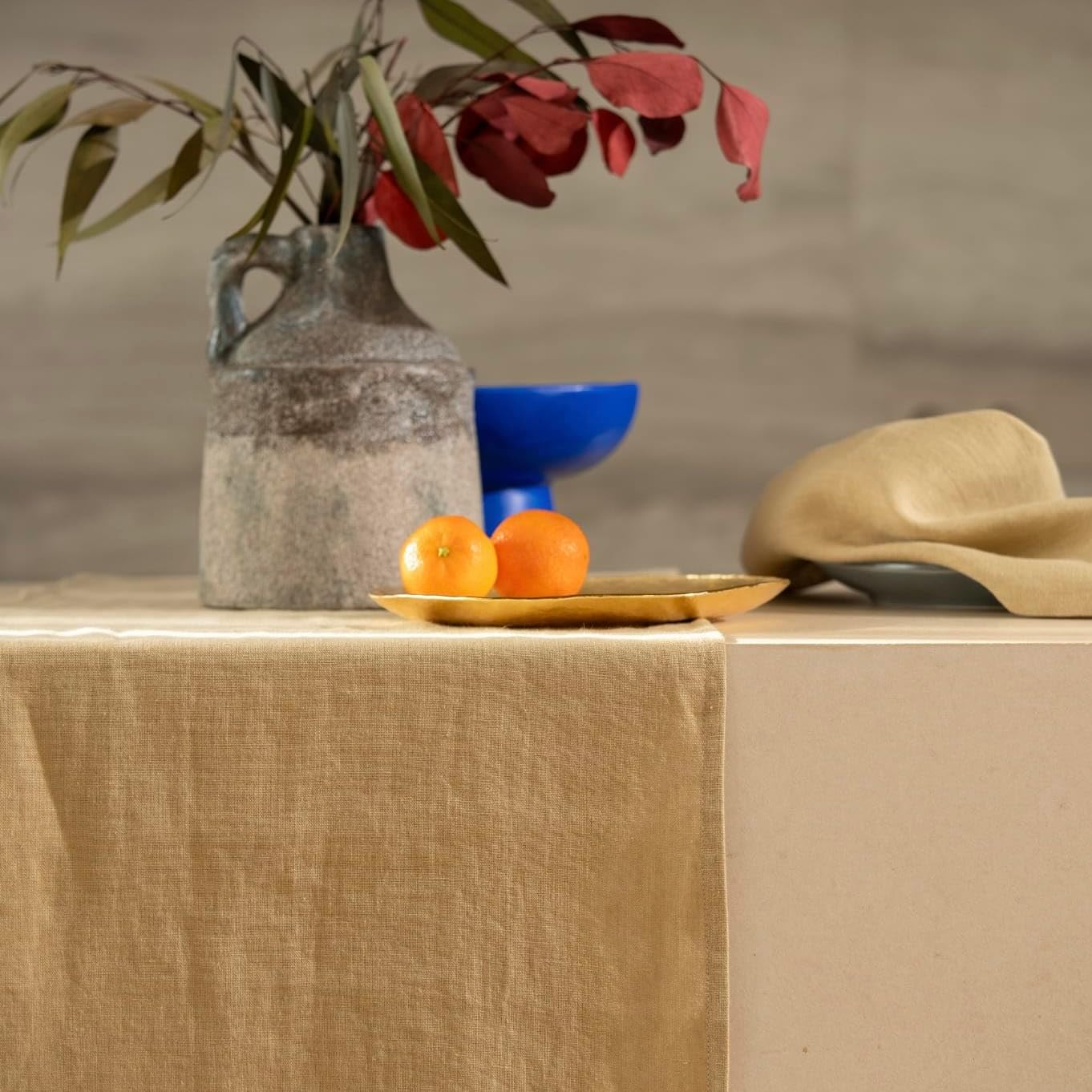 Linen Table Runner 90 inches Long- 100% Pure Linen Flax - Stonewashed European Linen Table Runner (Royal Creme, 14 x 90 Inch) - for Dining, Fall, Autumn, Thanksgiving