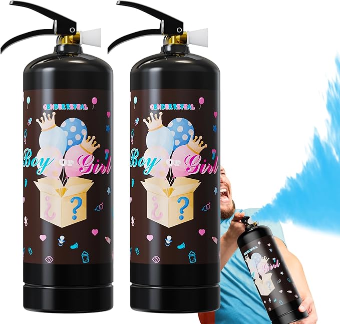 Giant Gender Reveal Fire Extinguisher-2 Packs | Smork Powder Blaster for Gender Reveal Party Ideas | Blue Fire Extinguisher Gender Reveal Suitable Boy Baby | Blasts 20+ Feet