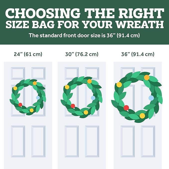 ZOBER 2 Pack Oxford Christmas Wreath Storage Container 30 Inch - Wreath Bag for Artificial Wreaths Box - Waterproof Fabric, Dual Zippered Wreaths Storage Bag With Strong Durable Handles - Black