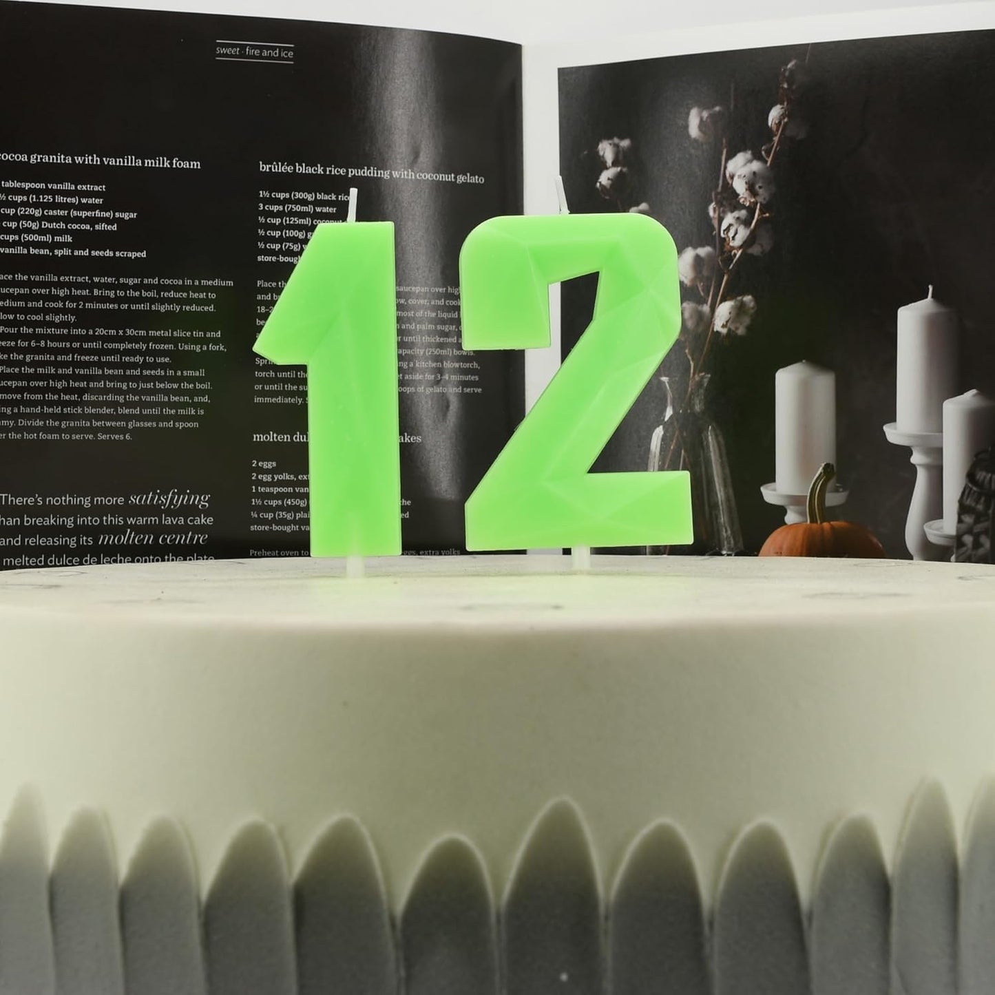 DERVENTA Large Birthday Candle Number 3D Luminous Green 3.7 inch Party Celebration Anniversary Decoration Cake Topper 1 Piece (Luminous Green Number 13)