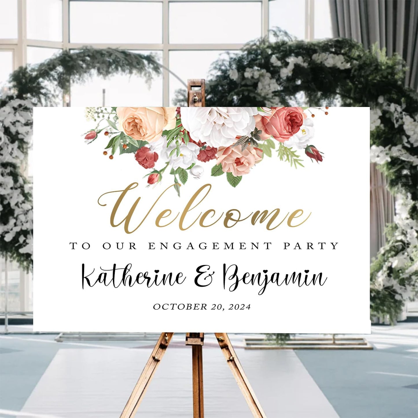 Welcome To Our Engagement Party Sign, Engagement Signs For A Party, Engagement Party Sign, Engagement Party Decorations, Floral Engagement Party Decoration, Custom Engagement Welcome Sign