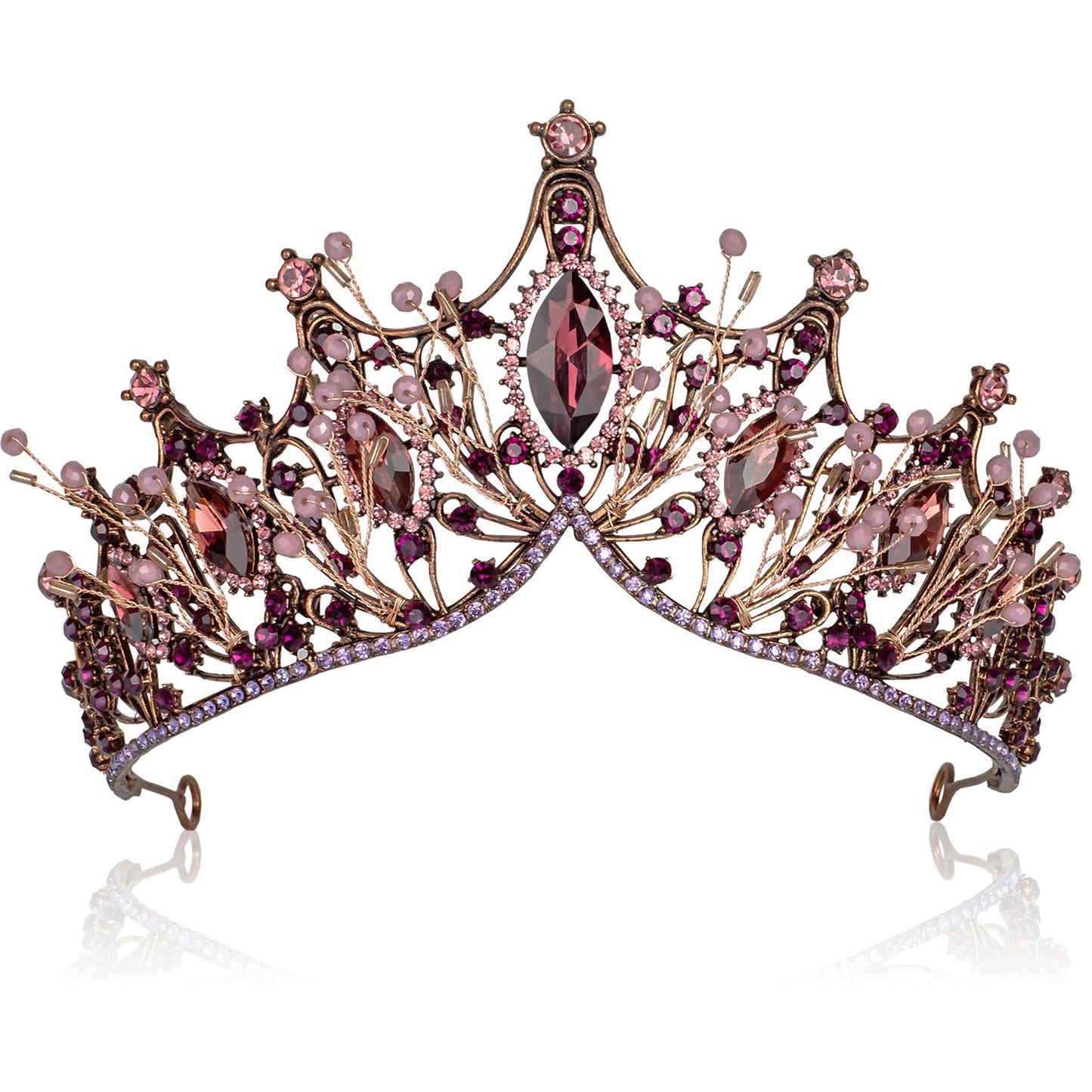 Vintage Baroque Queen Crowns, Purple Gothic Tiara for Women, Quinceanera Tiaras and Crown for Photogragh Medieval Costume Prom Cosplay Birthday Hair Accessories - Yolmina