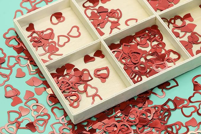 ONLYKXY 1200Pcs Love Heart Shaped Confetti, Table Wedding Decoration, Glitter Confetti for Wedding Party (Red)