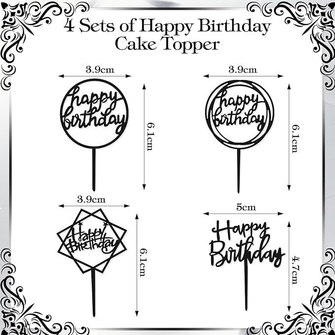 Teenyyou 68 Pcs Acrylic Alphabet Number Cake Topper 0-9 Number and A-z Letters Personalized Cake Picks Decor DIY Name Cupcake Toppers Christmas Wedding Baby Shower Party(Black)
