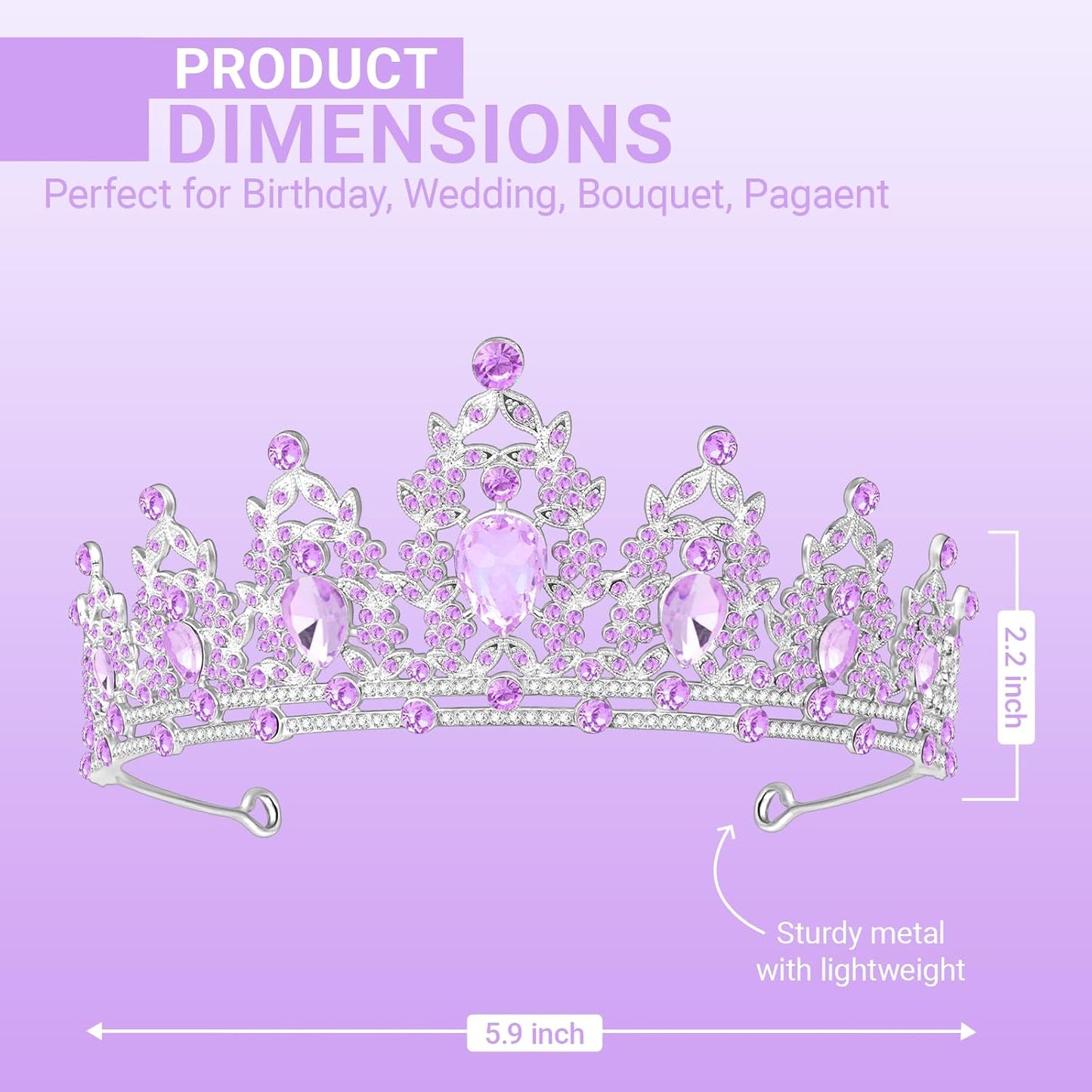 Tiara Crown for Women, Queen Tiara for Birthday Prom Bridal Party Custome Purple
