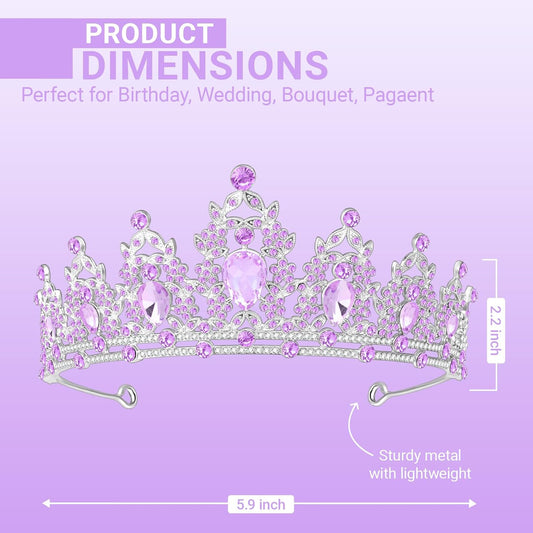 Tiara Crown for Women, Queen Tiara for Birthday Prom Bridal Party Custome Purple