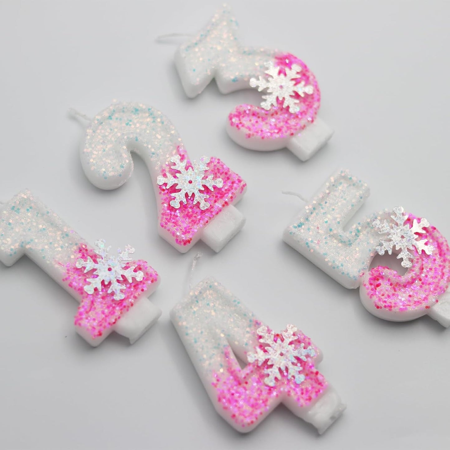 Snow Themed Birthday Candles, Birthday Candle for Party Supplies, 2.76 inch Cake Topper Decoration (Number 5)