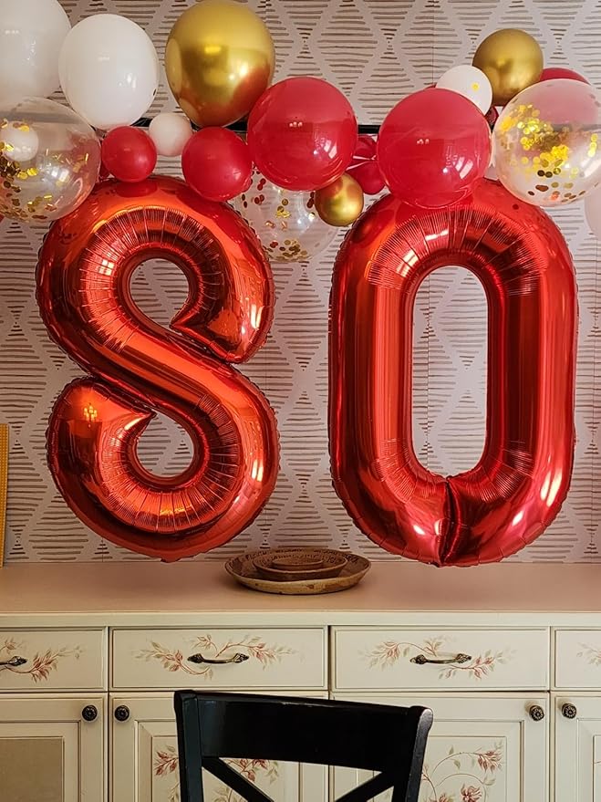 Number 0 Balloons 40 Inch Red Number Balloons for 10 20 30 40 50 60 70 80 90 100 Numbers Balloon Birthday Decorations Wedding Event Baby Shower
