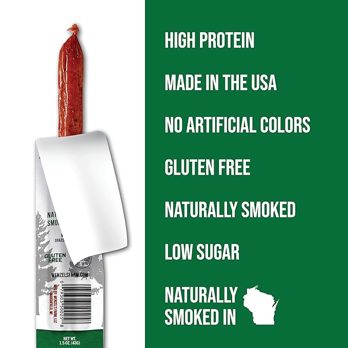 Wenzel’s Farm Jalapeno Cheddar Venison Snack Sticks 8 Pack | Supports Active Lifestyles │ High Protein, Low Carb │ No MSG, Fillers, Binders, Artificial Colors │ Gluten Free
