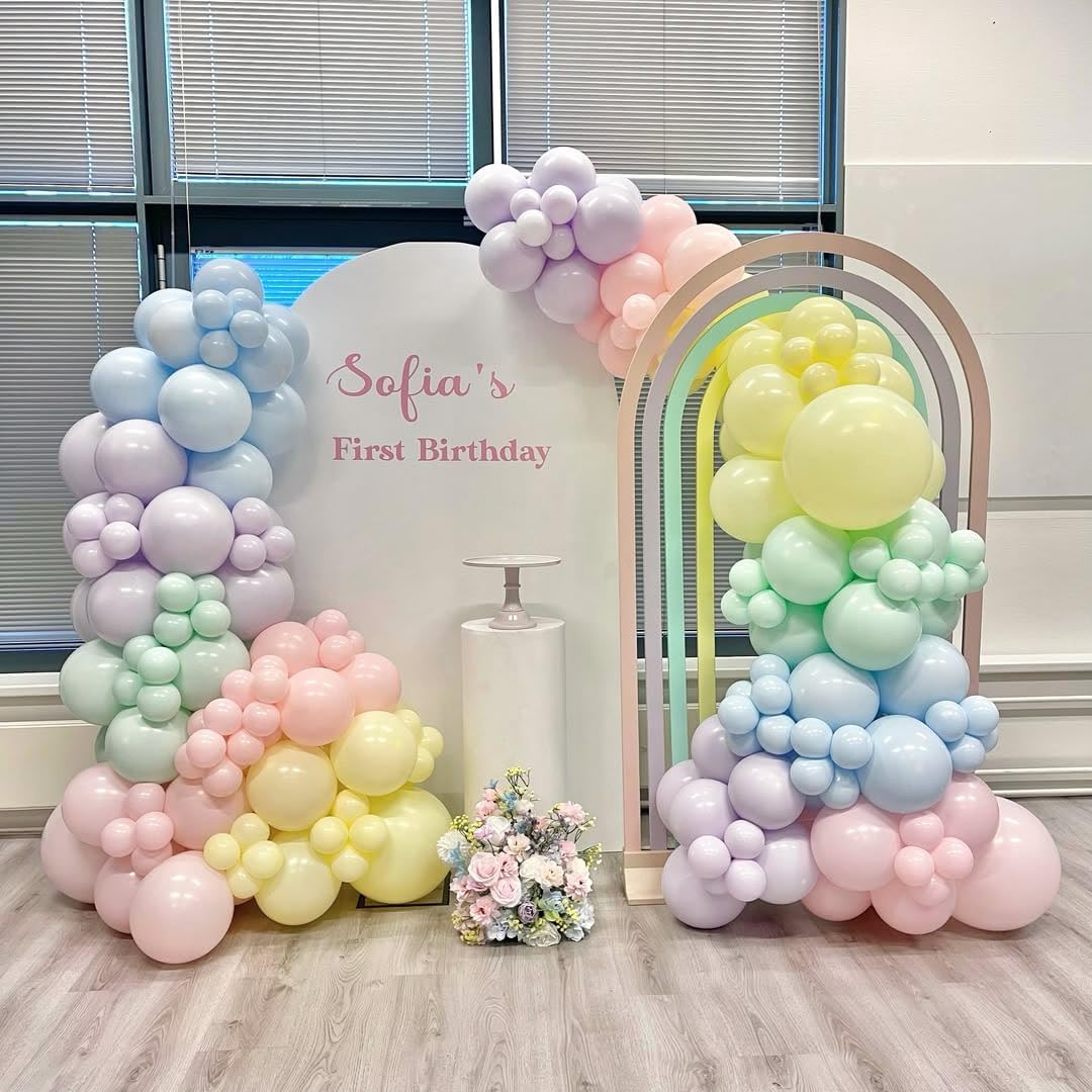 Paready Pastel Balloons Set, 60Pcs Easter Balloons, 12 Inch Macaron Pink Teal Blue Yellow Orange Confetti Balloon Helium for Rainbow Bridal Baby Shower Anniversary Easter Day Birthday Party decoration