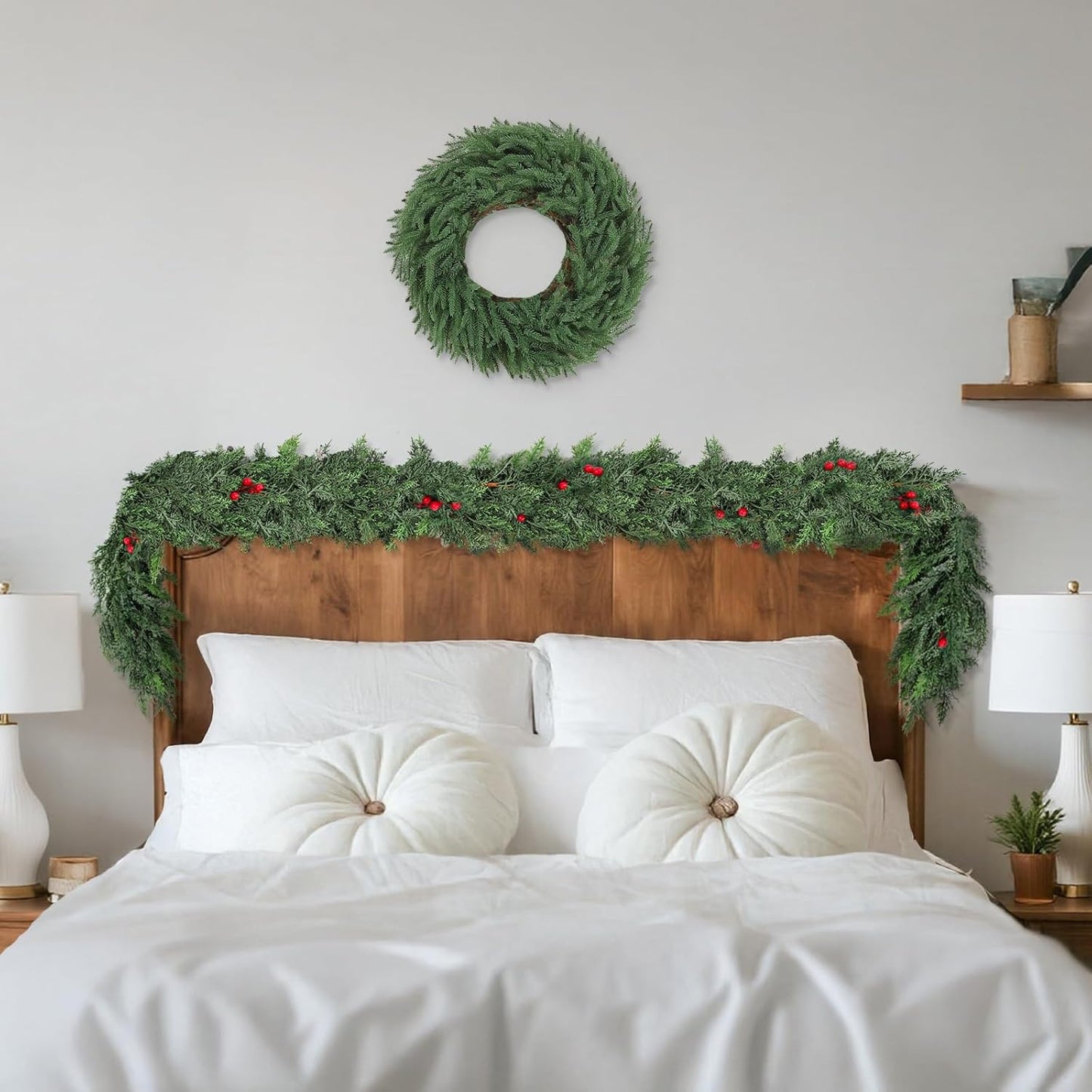 6ft Christmas Cedar Garland with Soft Thickness Pine,Thick and Lush,Artificial Green Faux Cedar Pine Garland for Christmas Winter Home Mantel Fireplace Holiday Party Décor (6FT)