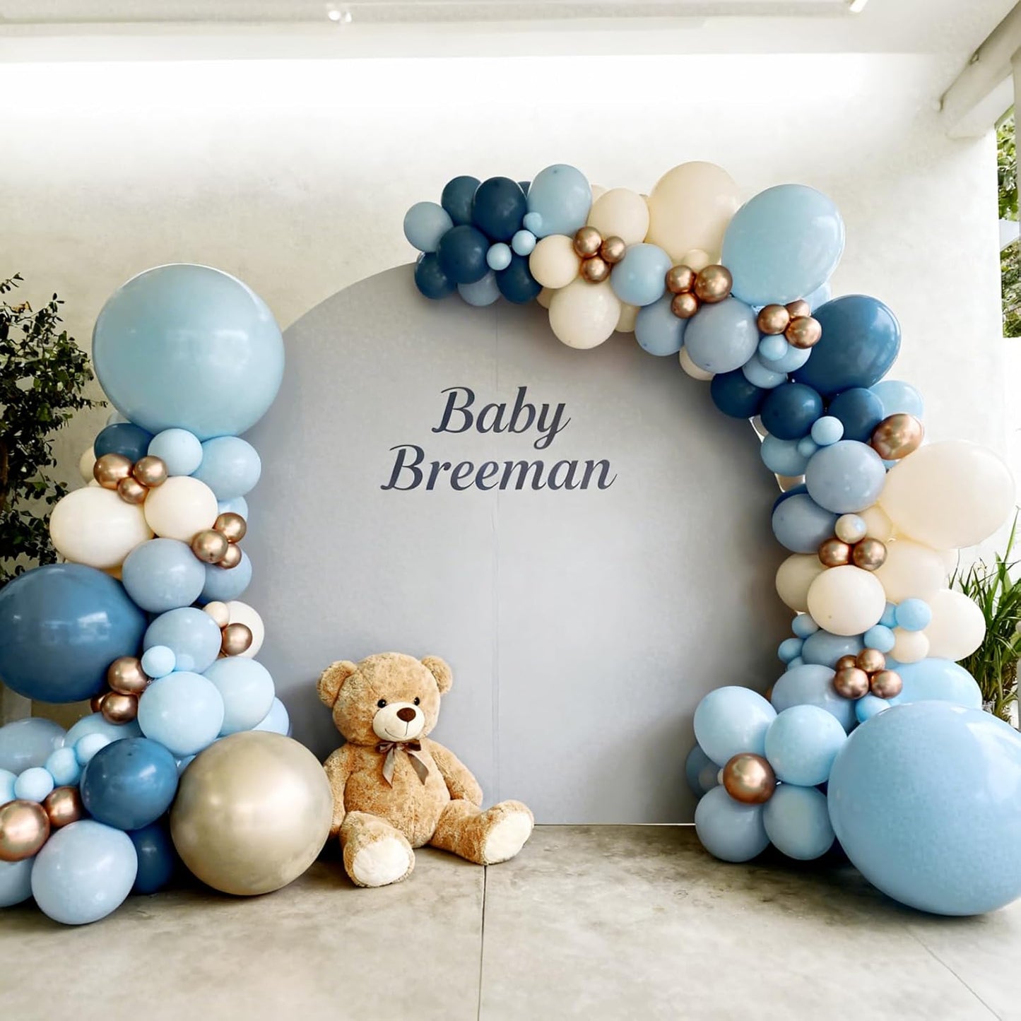 Bezente Dusty Blue Gold Balloons Kit, 60pcs 12 inch Dusty Baby Blue Sand White Champagne Gold Helium Latex Balloons for Baby Bridal Shower Gender Reveal Wedding Engagement Birthday Party Decorations