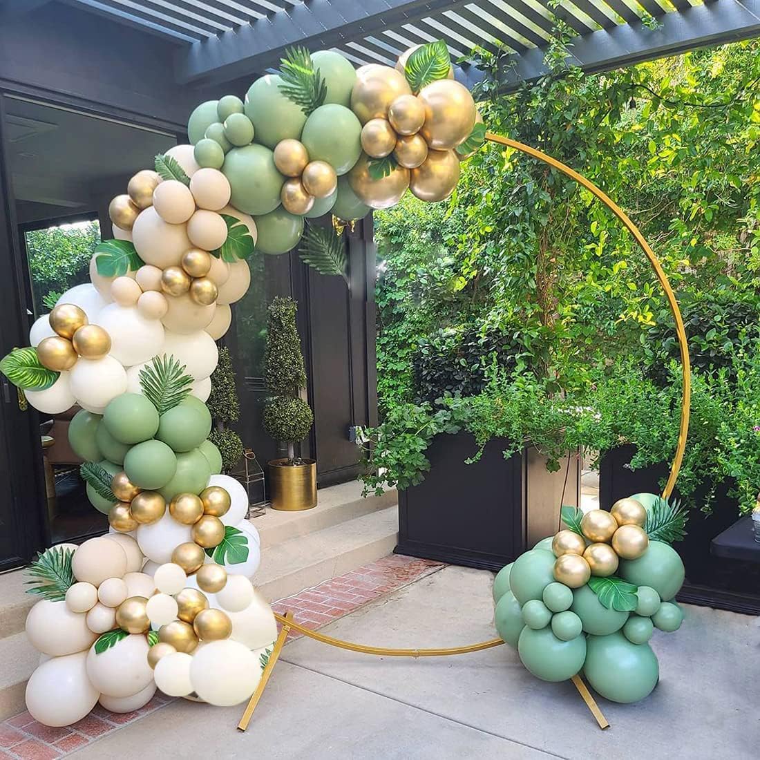 Sage Green Gold White Latex Balloons,50 Pcs 12 Inch Green and blush Gold Party Balloons For Birthday Engagement Wedding Anniversary Party Decorations