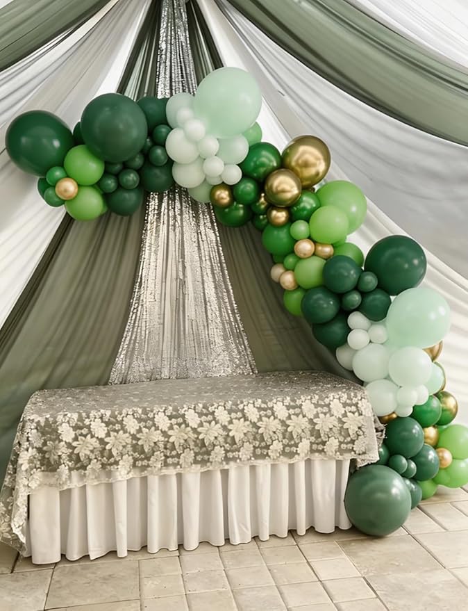 Green Balloon Arch Garland Kit,131PCS Shades of Green and Gold Balloon Arch, Latex Party Balloons in Different Sizes for St Patricks Day, Baby Shower, Birthday Decor