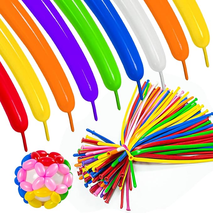 ASIYUHY 260 long balloons 100 Pack Twisting Animal Balloons Assorted Color Thickening Latex Modeling Long Magic Balloons for Animal Shape Birthday Weddings Christmas Party Decoration