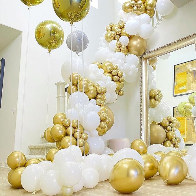 PartyWoo Metallic Gold Balloons, 85 pcs Gold Metallic Balloons Different Sizes Pack of 18 Inch 12 Inch 10 Inch 5 Inch Gold Balloons for Balloon Garland or Balloon Arch as Party Decorations, Gold-G101
